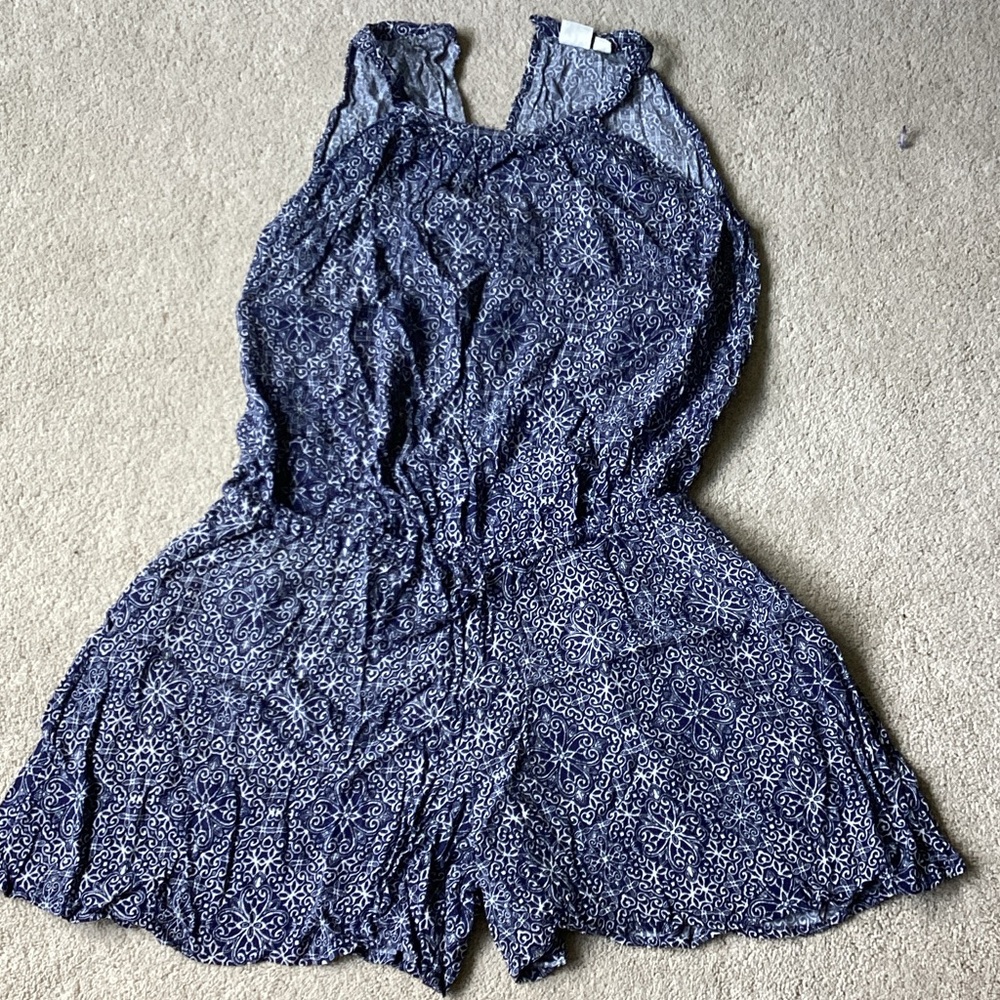 GAP Women's Navy Patterned Short Jumpsuit